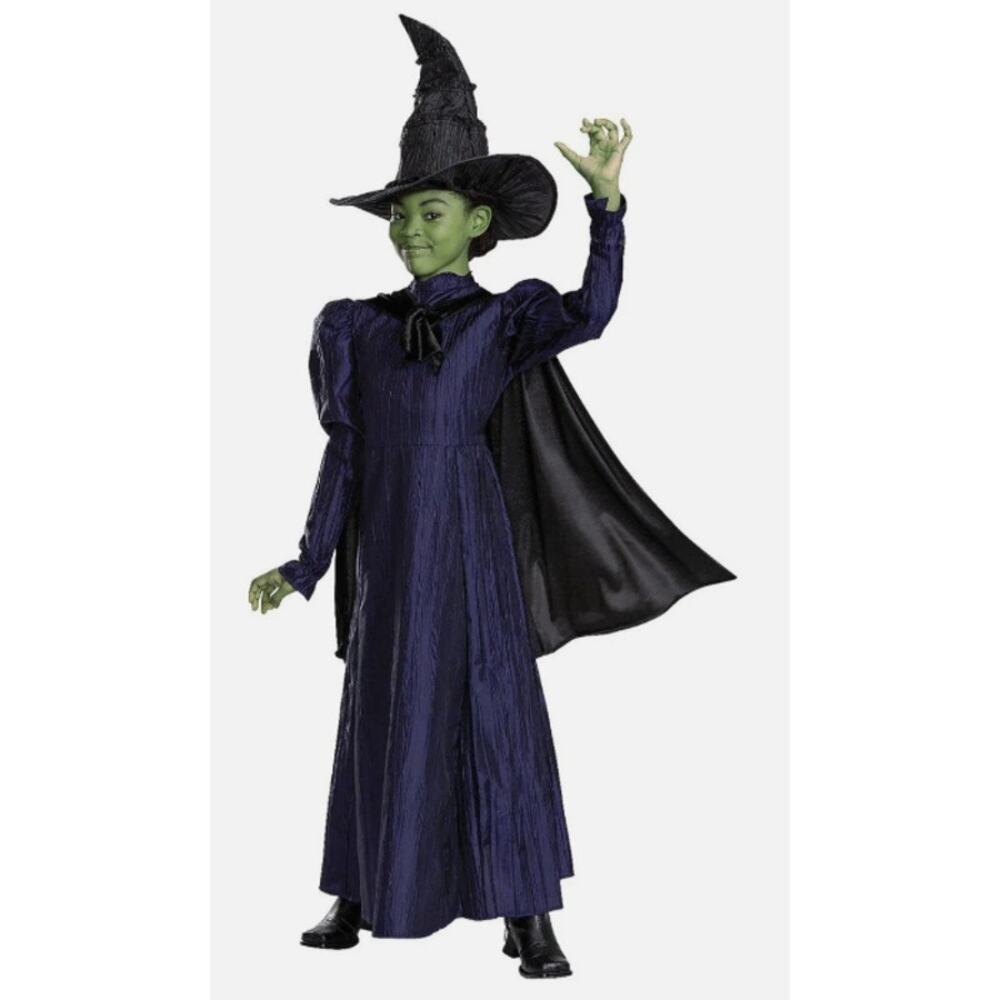 Wicked Elphaba Dress With Cape & Hat Halloween Costume Size Girls 7-8